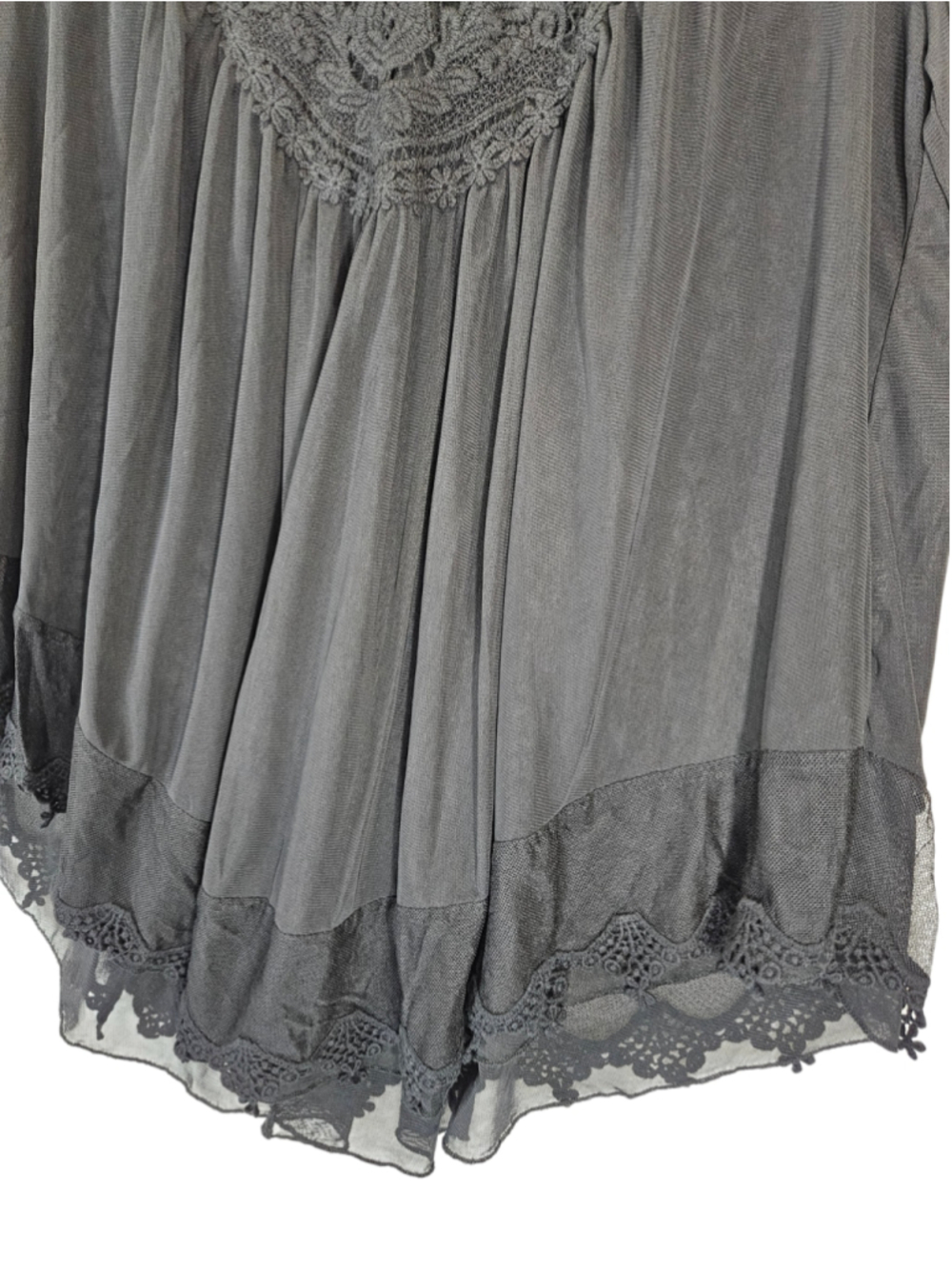 Ultra Pink Womens Black Lace Trim Peasant Top Large Sheer Boho Blouse - Picture 4 of 9
